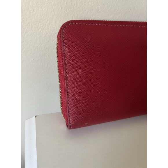 Auth Tory Burch York Long Leather Wallet in Red with Gold - Picture 5 of 9